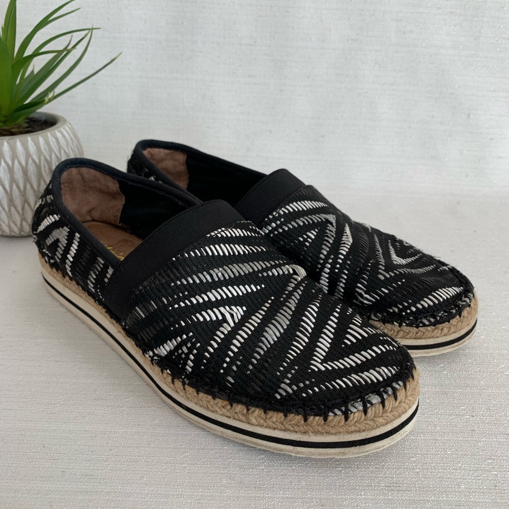 Joy&Mario Black/White Leather Insole Espadrille Loafers Woman’s 7.5